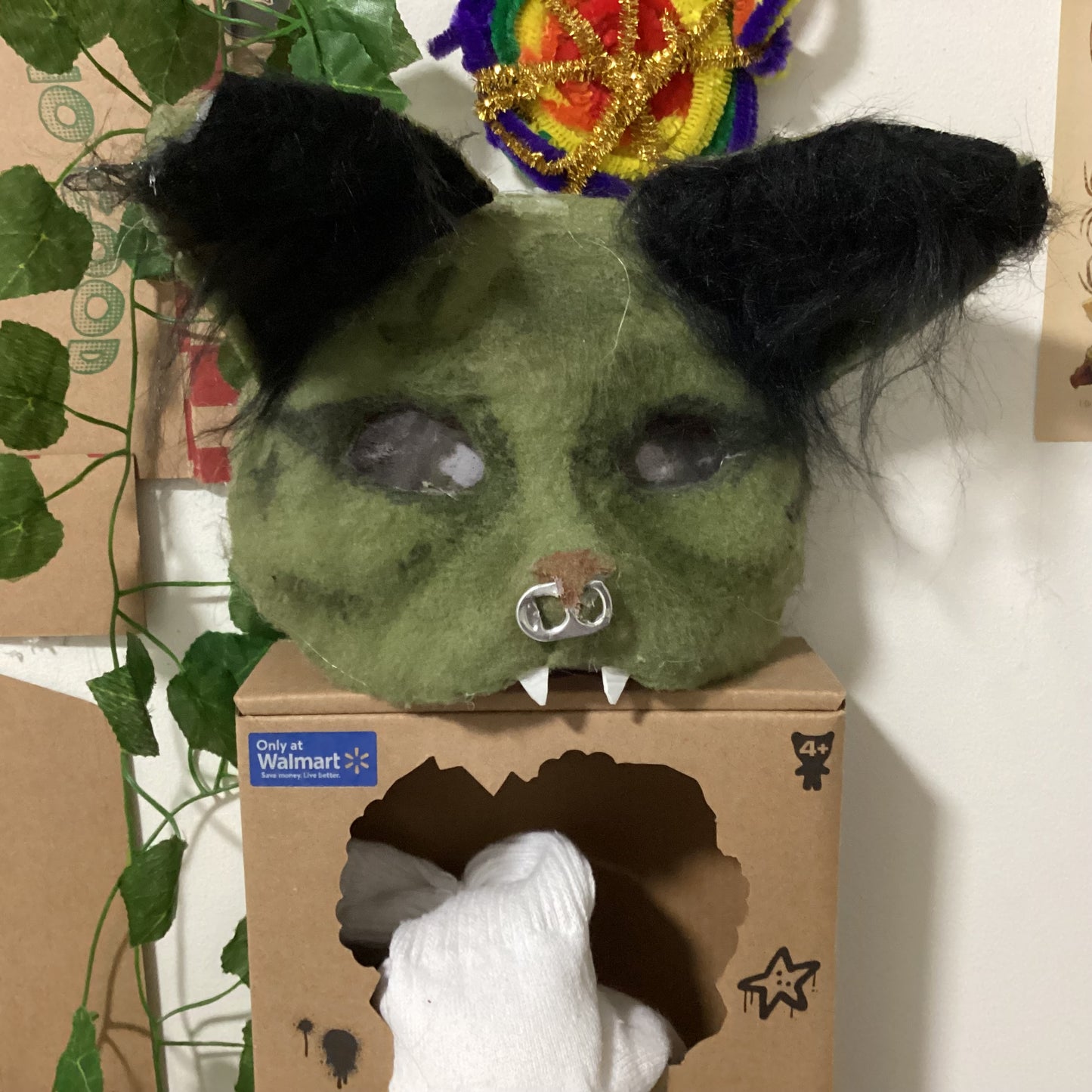 green therian cat mask