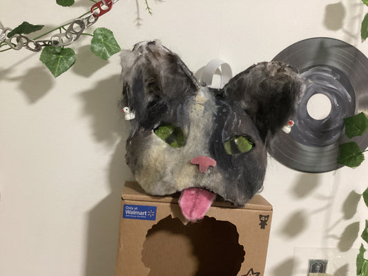 Calico/therian cat mask with detachable tongue